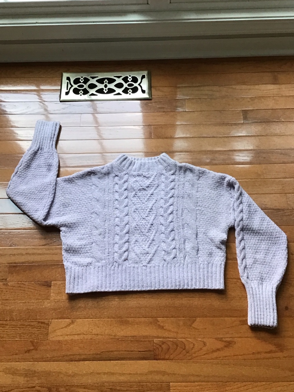 Hippie Rose Lavender Cable Knit Cropped Turtleneck Sweater